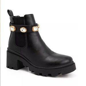 Black studded booties